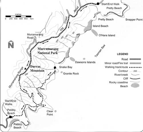 Map of Walks North of Pebbly Beach